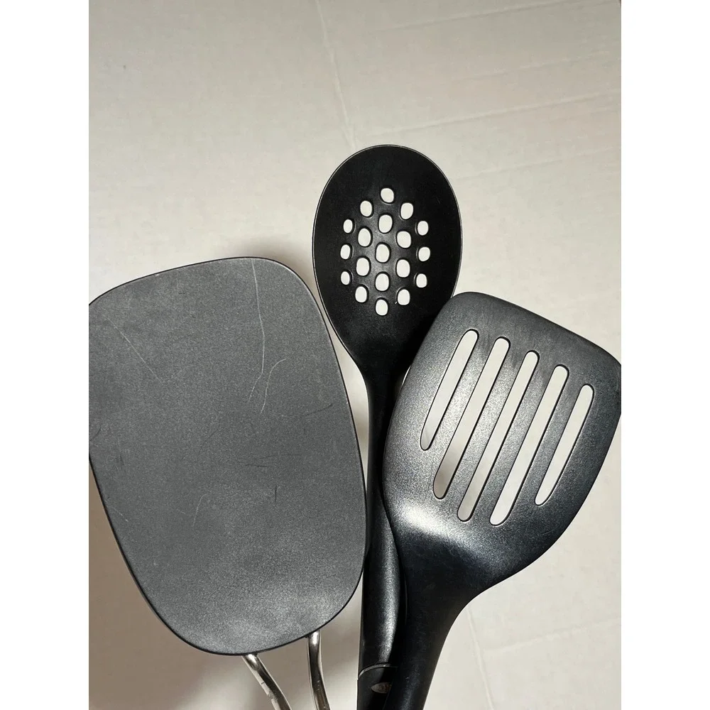 OXO Good Grips 3 Piece Kitchen‎ Utensil Set Black Nylon Spatula Turner Spoon
